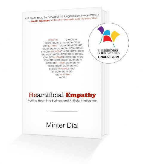 Front cover with book in 3D Heartificial Empathy with BBA 2019